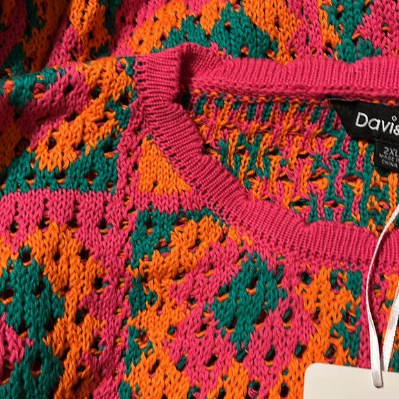 Patch Work Sweater Crochet Sweater / Boho Sweater Davi & Dani NWT Oversized - Picture 7 of 11